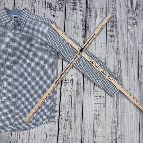 Chaps Easy Care Blue White Check Dress Shirt Men’s XL Wrinkle-Resistant - Picture 4 of 8